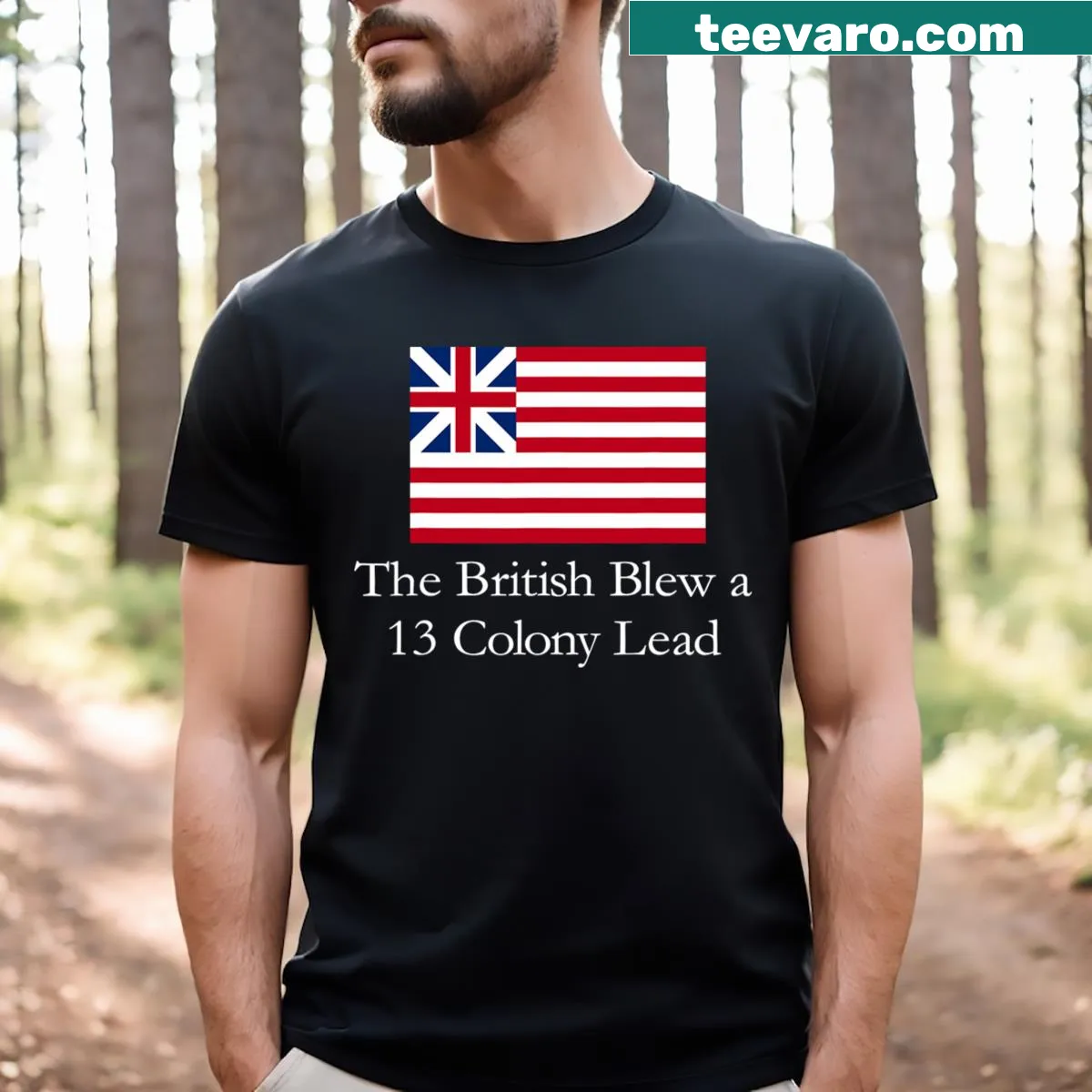 Humorous t-shirt referencing historical American independence — on a men's t-shirt