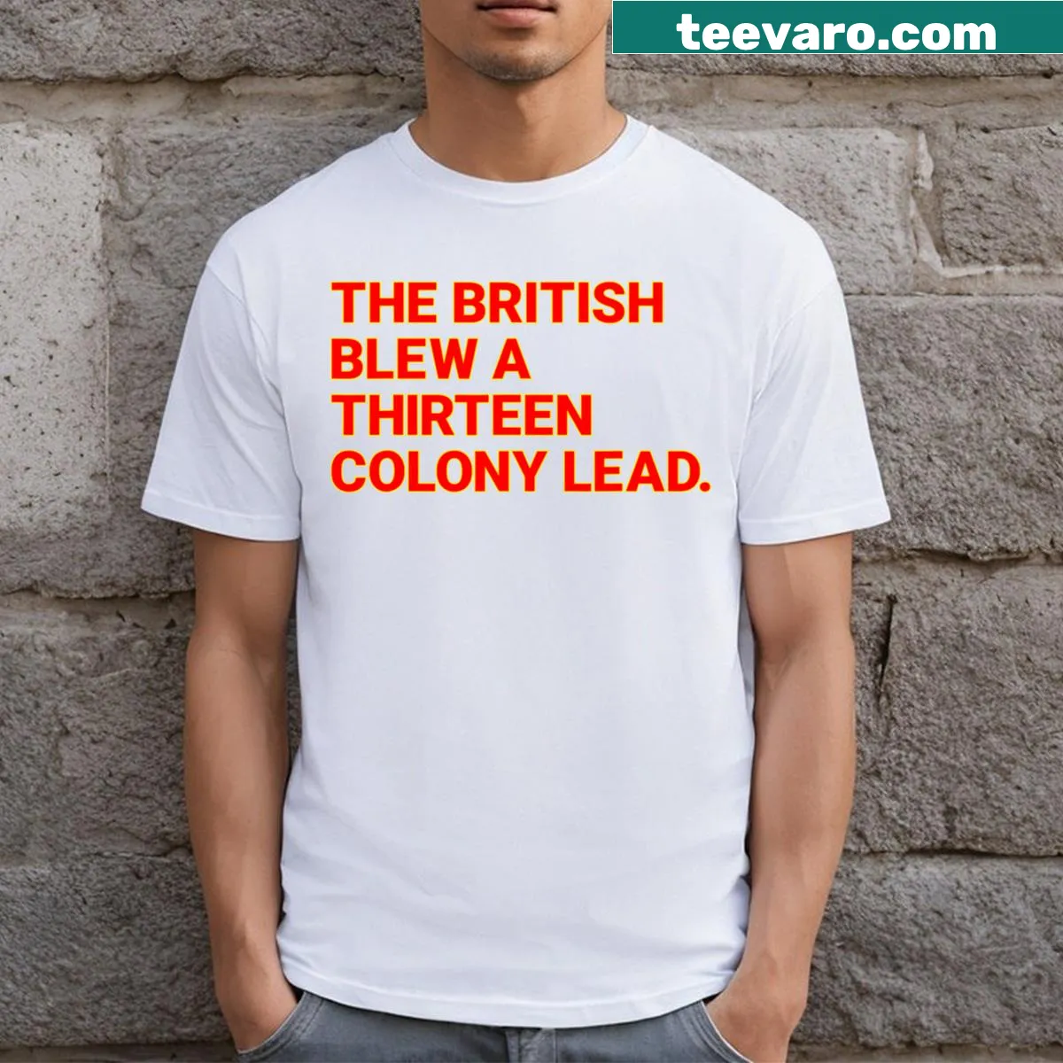 Humorous t-shirt with a quirky historical quote for men — on a men's t-shirt