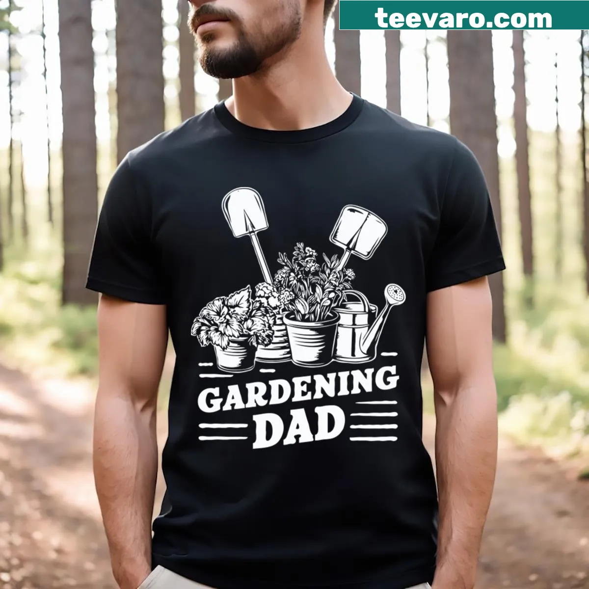 Retro gardening graphic T-shirt for dads — on a men's t-shirt