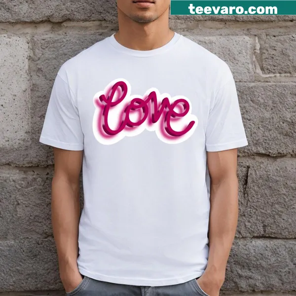 T-shirt featuring a heartfelt 'Glowing Love' graphic