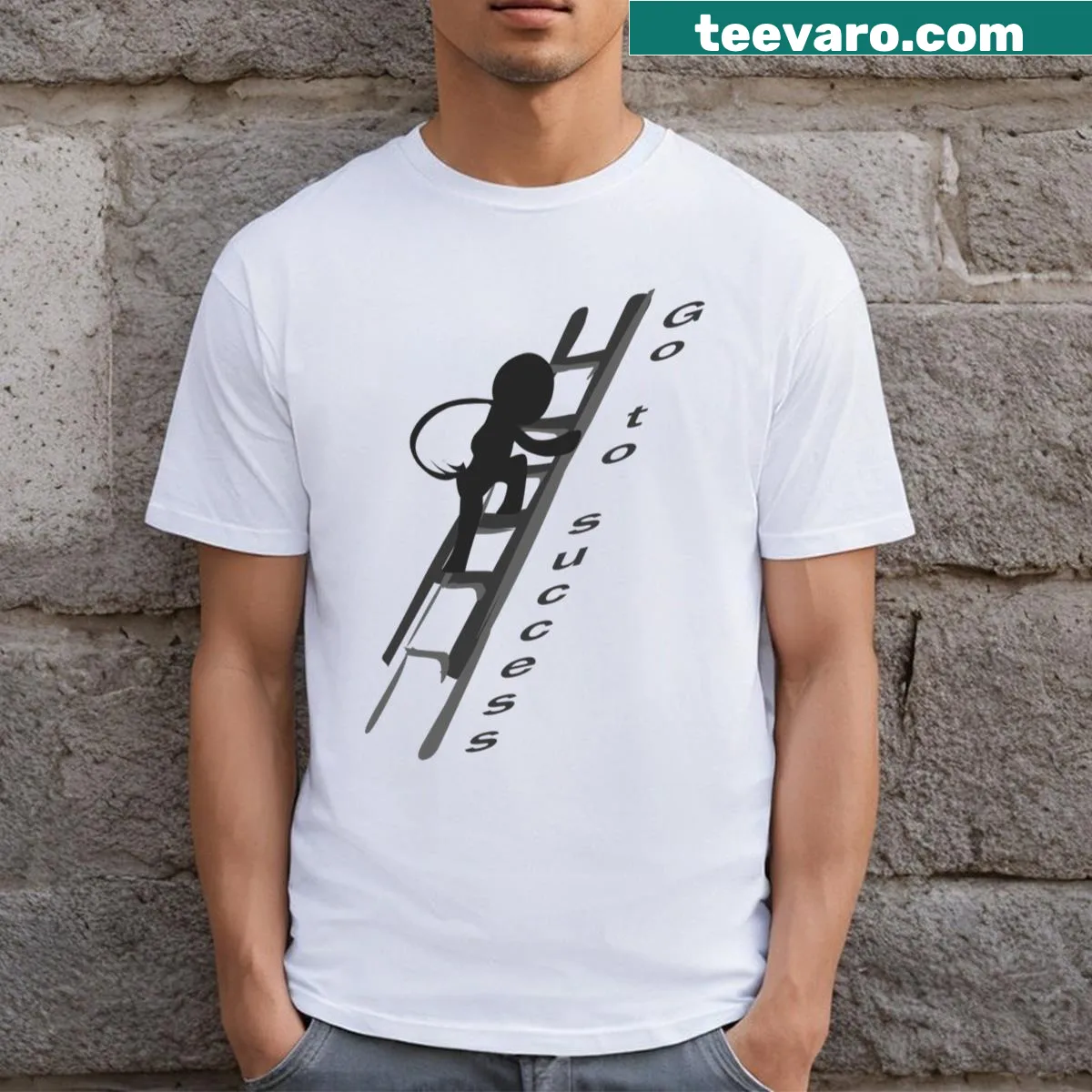 Motivational t-shirt with success-oriented message — on a men's t-shirt