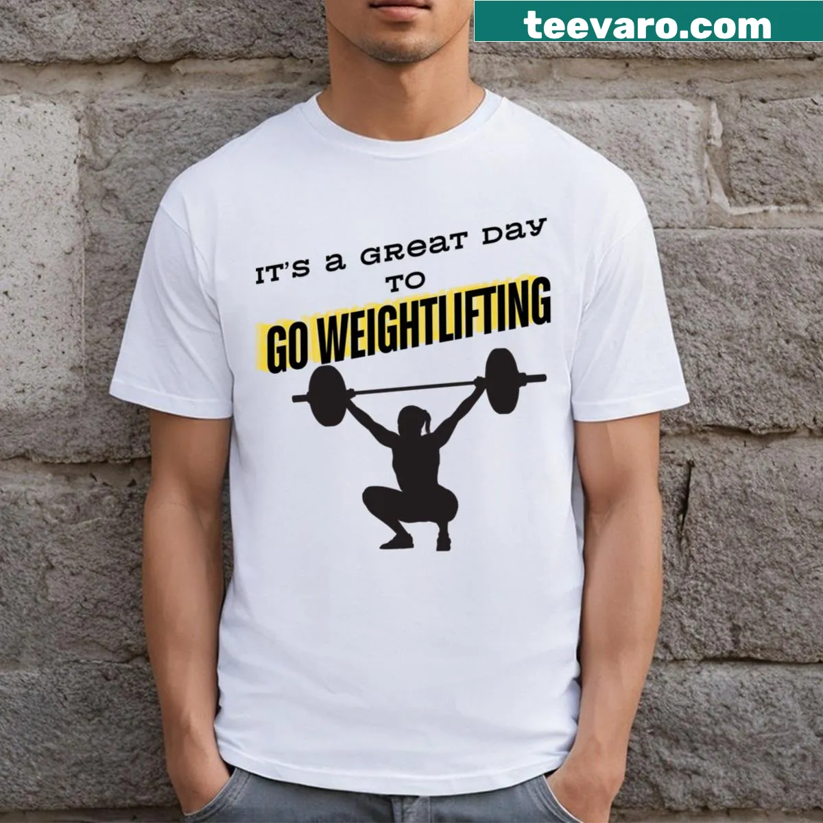 Lively T-shirt with a humorous weightlifting graphic — on a men's t-shirt