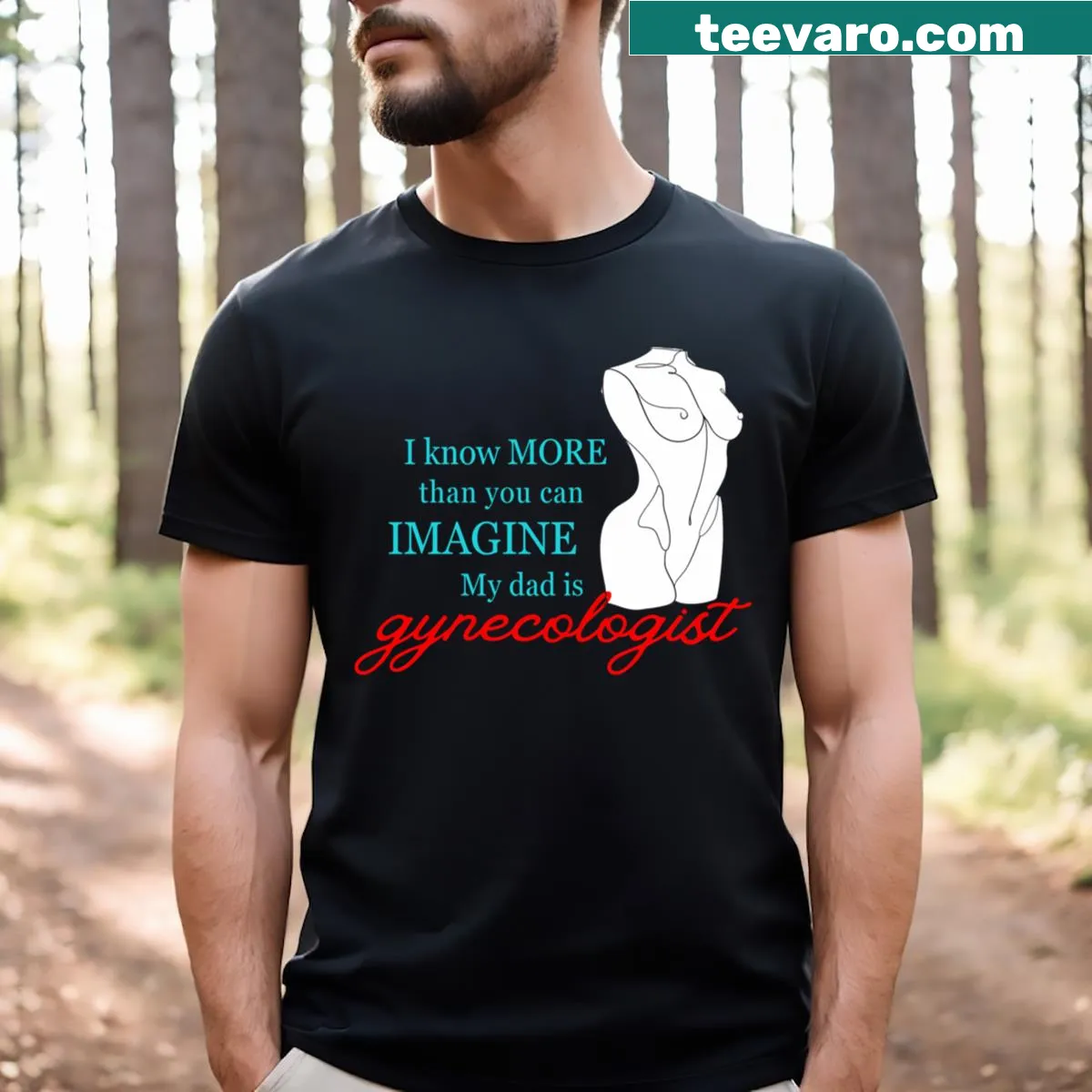 Text shirt proudly stating Gynecologist Dad for medical professionals — on a men's t-shirt