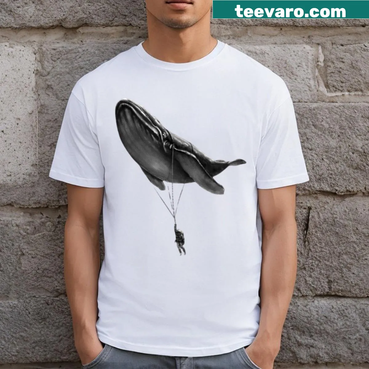 Humorous t-shirt with the phrase 'Hitching A Ride' in bold typography. — on a men's t-shirt