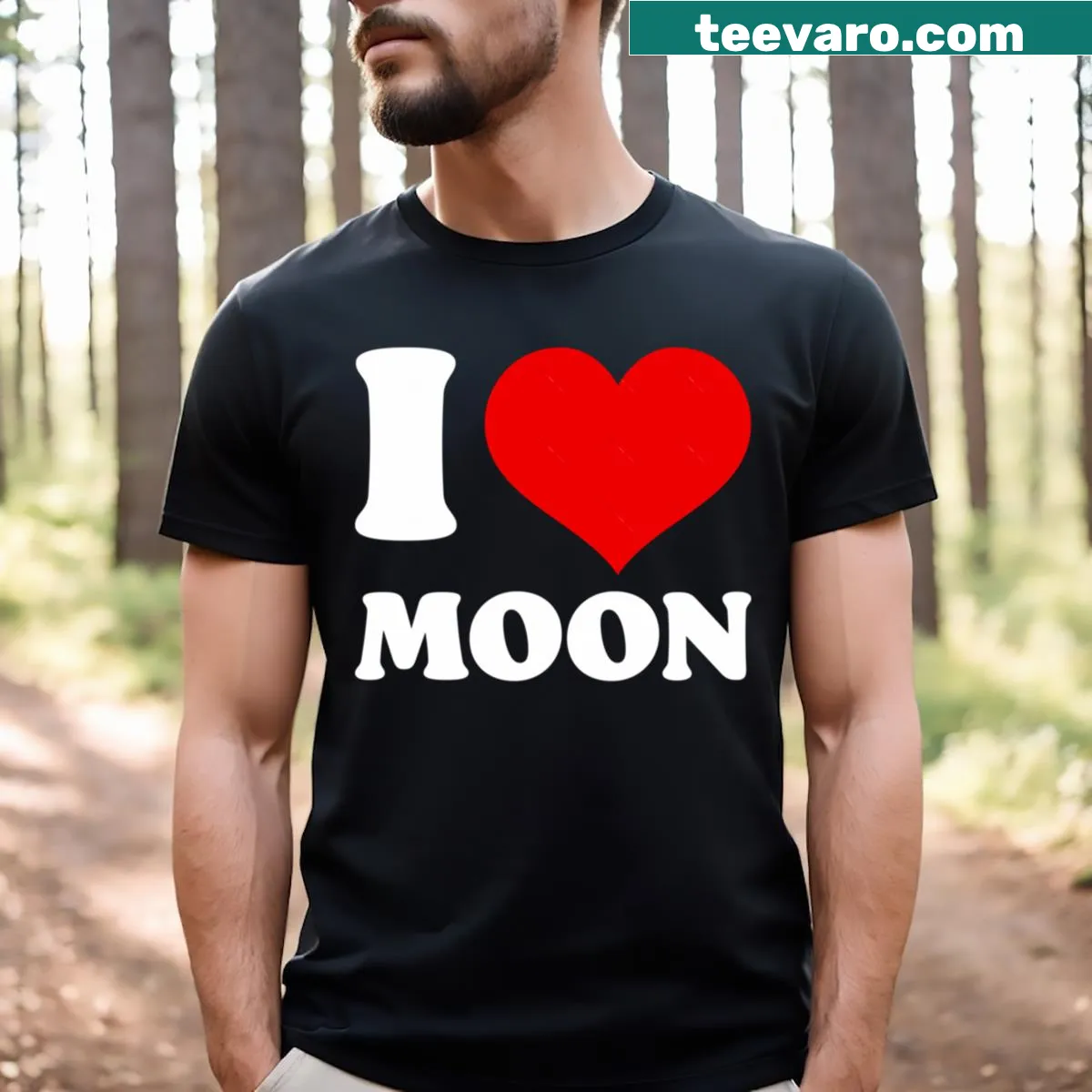 Vintage art T-shirt featuring a detailed moon design — on a men's t-shirt