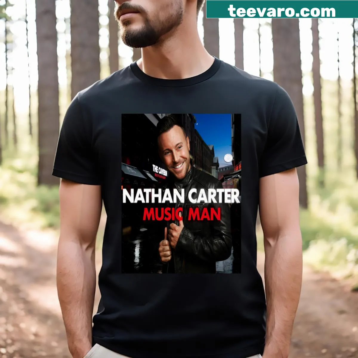 Nathan Carter-themed T-shirt with bold typography — on a men's t-shirt