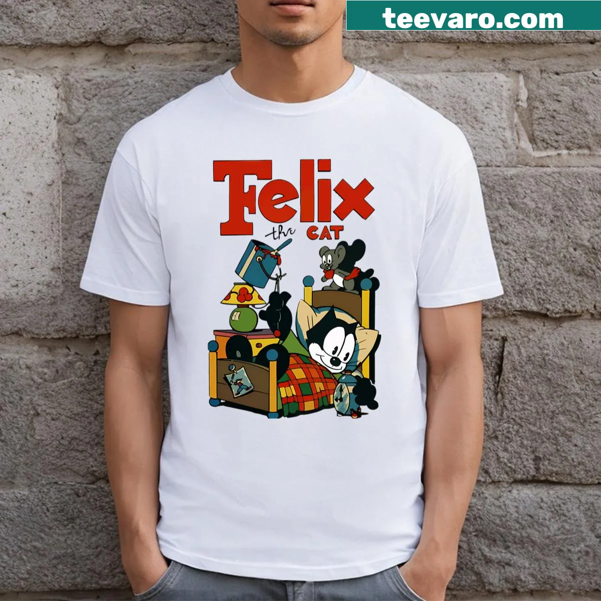 Vintage cartoon movie t-shirt for kids featuring retro film designs — on a men's t-shirt