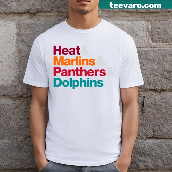 Miami sports teams essential t-shirt featuring playful typography