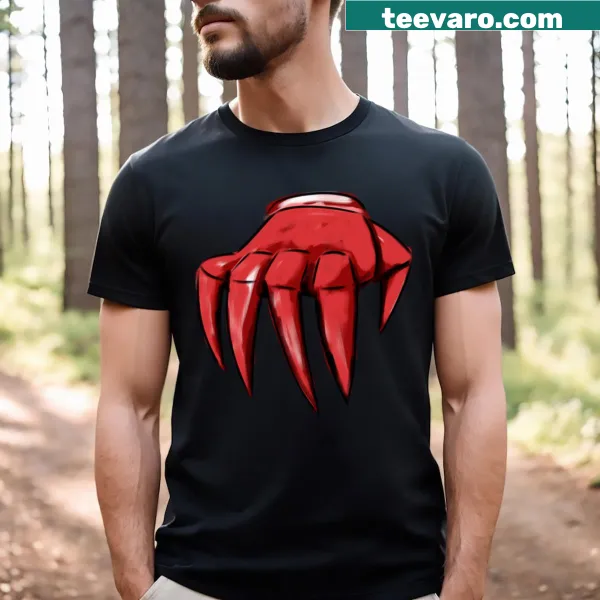 Cartoon monster paw graphic on t-shirt