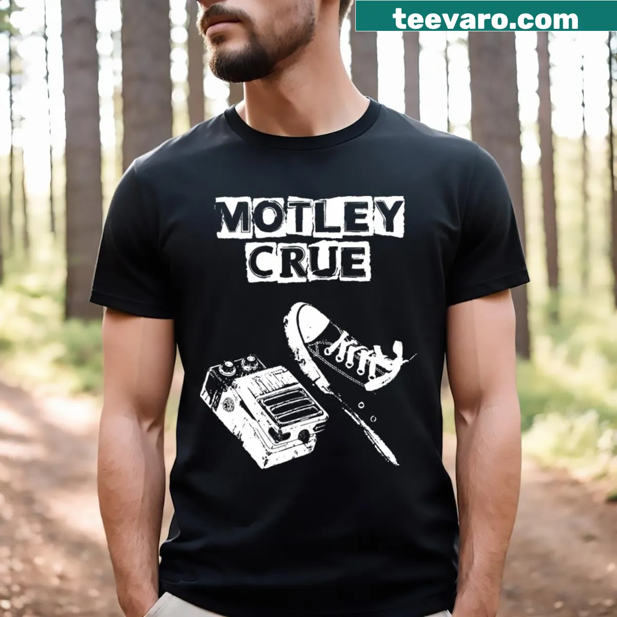 Bold graphic Motley T-shirt for rock music fans — on a men's t-shirt