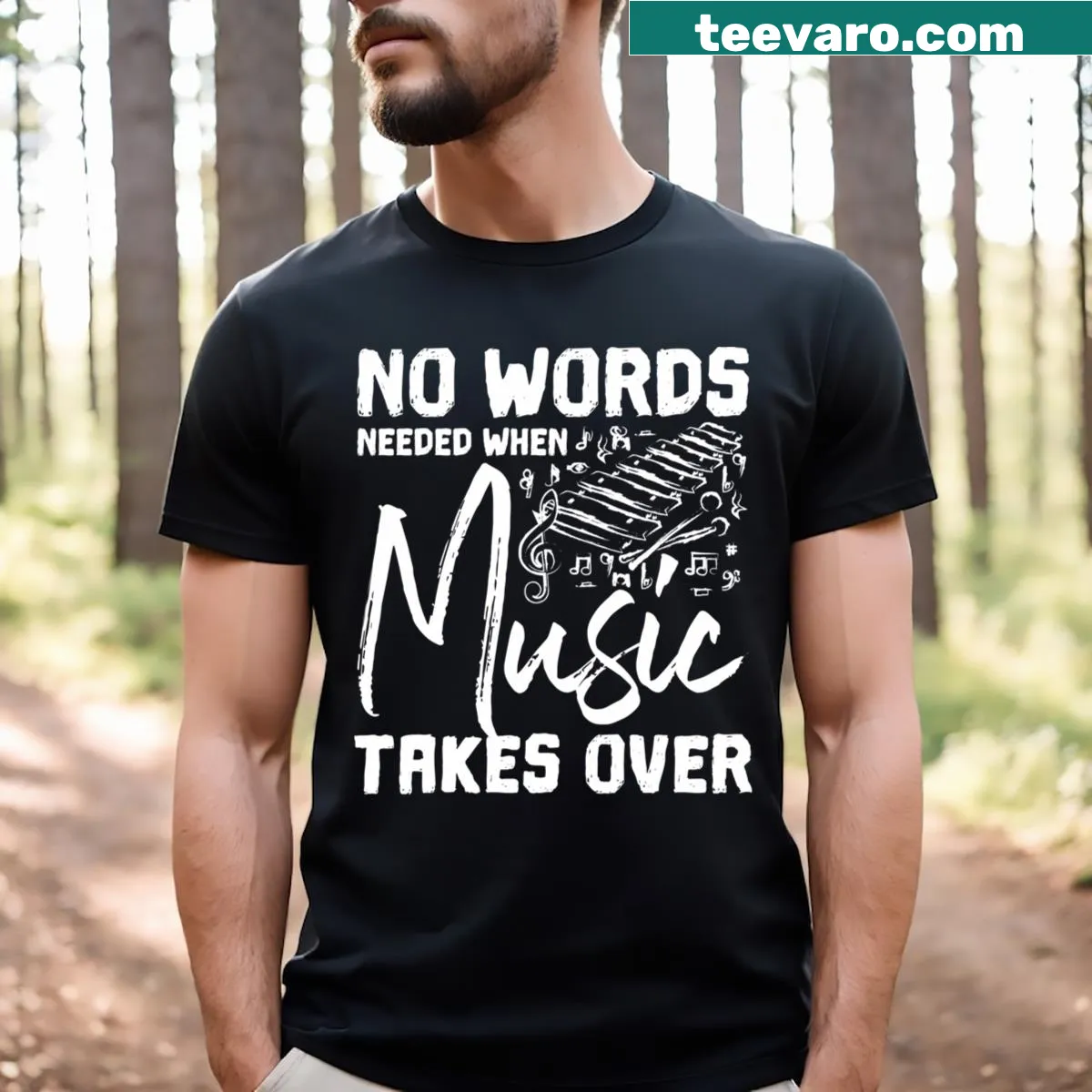 Minimalist xylophone design on a T-shirt representing music passion. — on a men's t-shirt