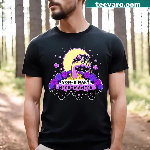 Whimsical fantasy Non-Binary Necromancer T-shirt design