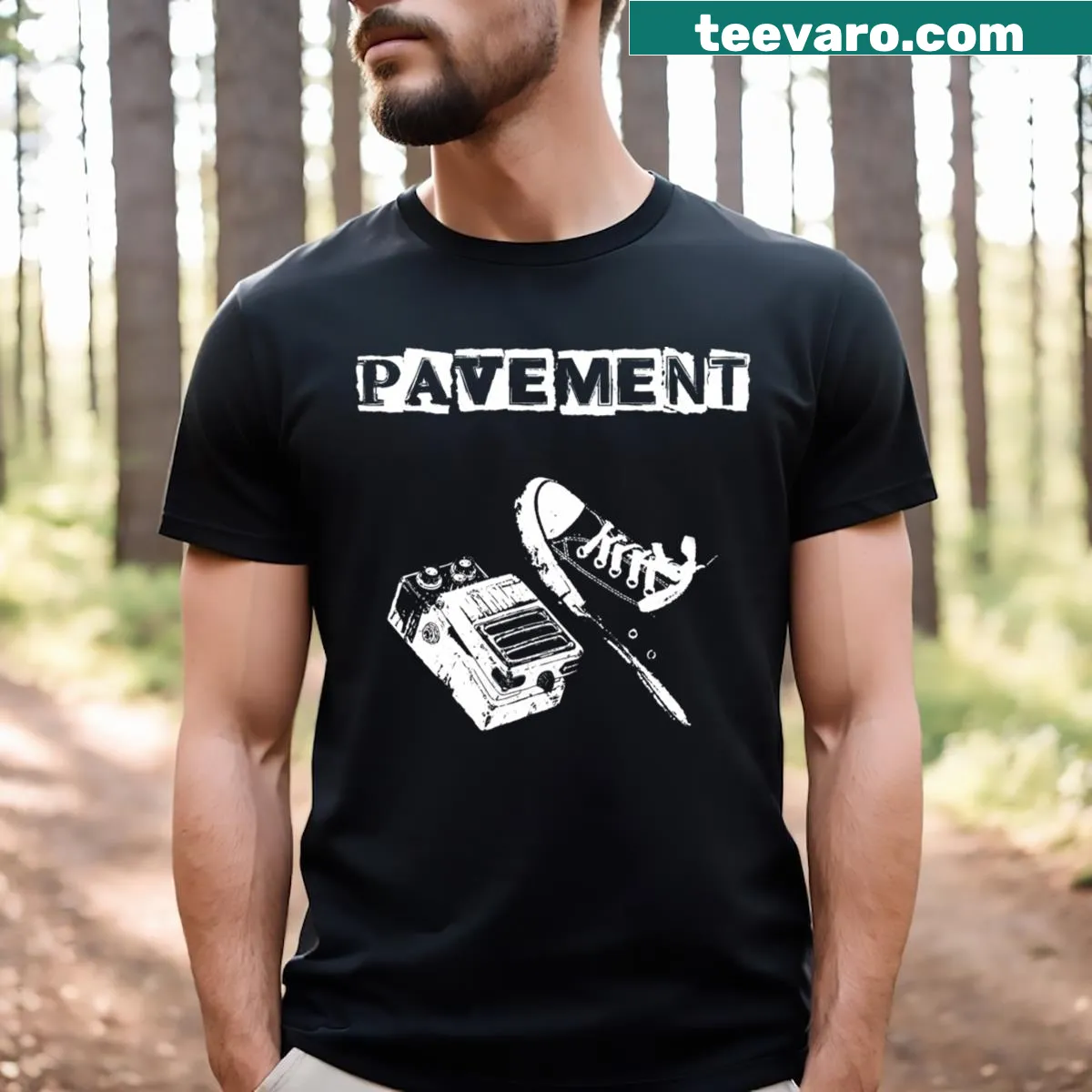 Minimalist pavement-themed t-shirt design — on a men's t-shirt