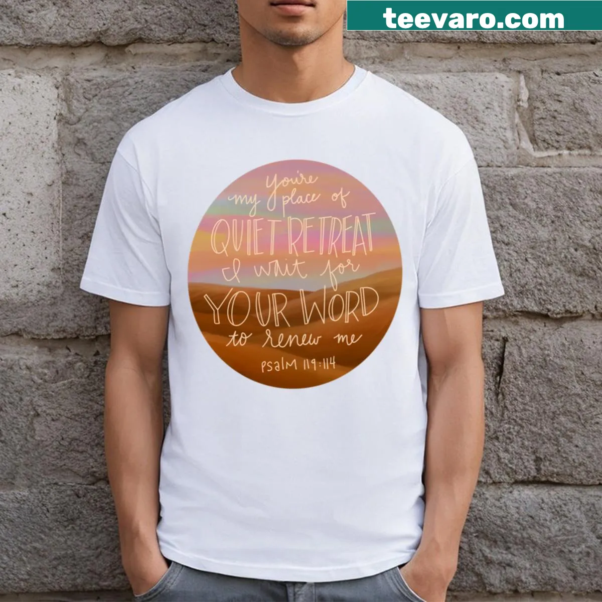 T-shirt featuring Psalm 119:14 text for spiritual wear — on a men's t-shirt