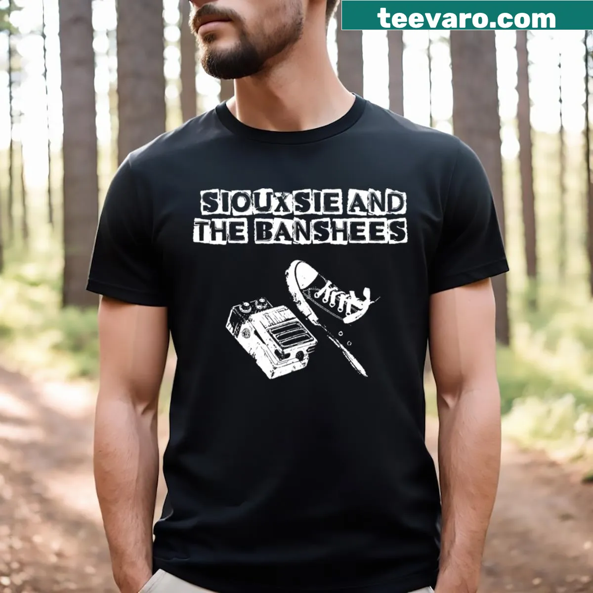 Bold typography T-shirt featuring Siouxsie's name — on a men's t-shirt