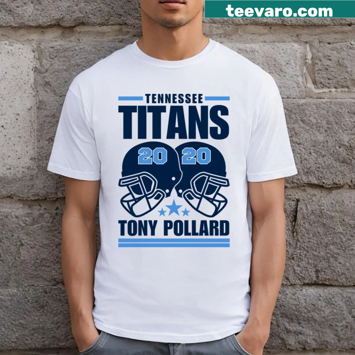 T-shirt featuring Pollard 20 design for Tennessee Titans — on a men's t-shirt