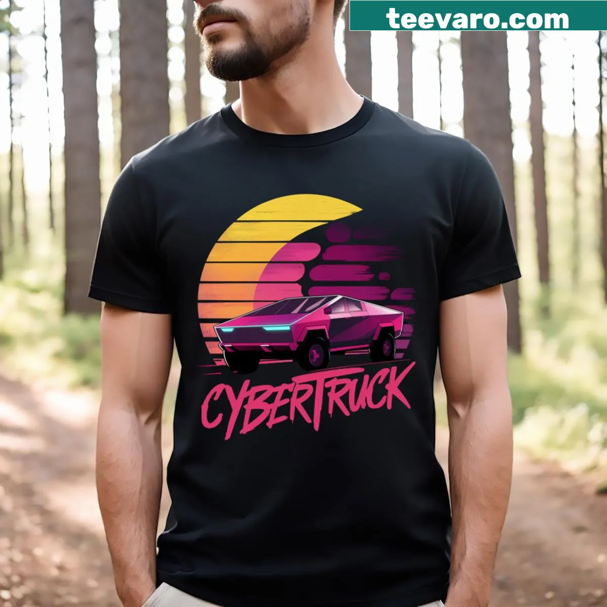 Retro 80s design featuring 'The Future Is Here!' on a T-shirt. — on a men's t-shirt