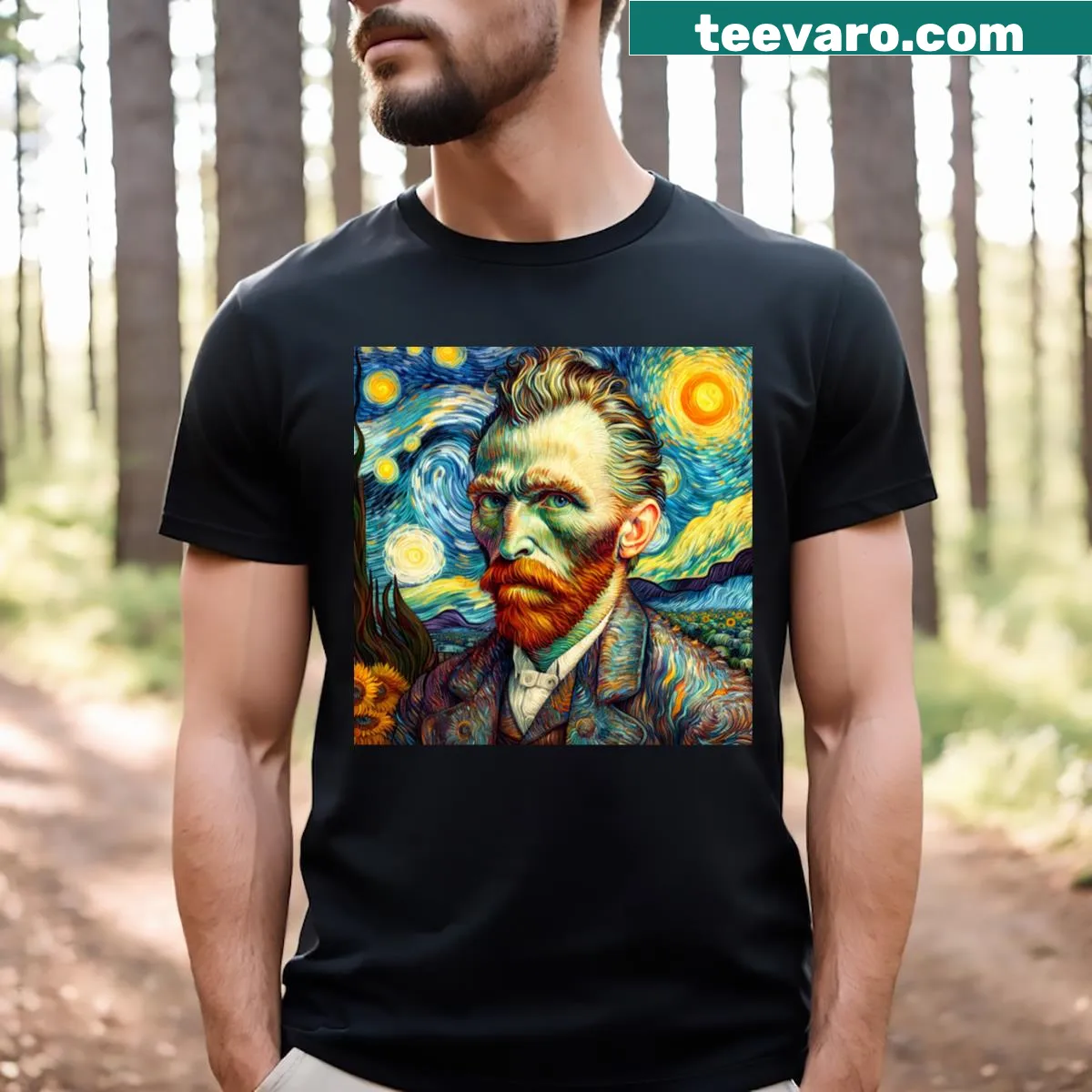 Vector art design of Van Gogh's self-portrait — on a men's t-shirt