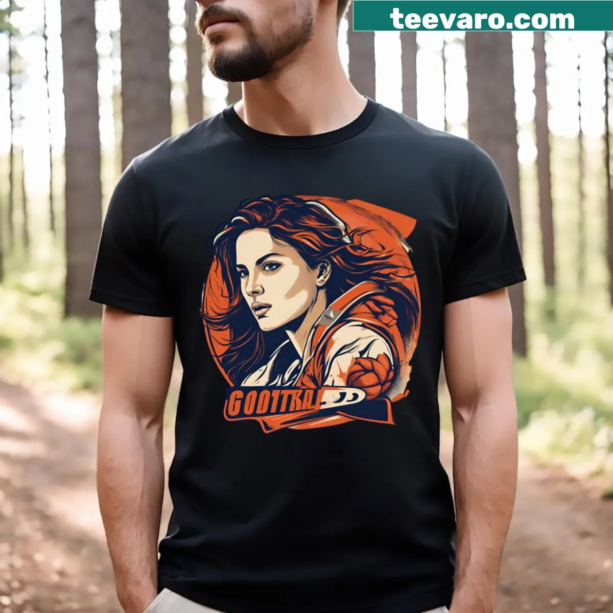 Empowering Woman Of Sport t-shirt with bold text — on a men's t-shirt
