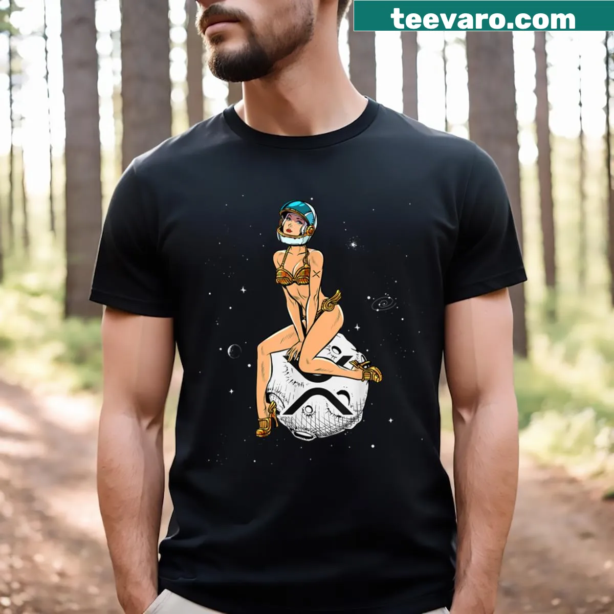 T-shirt featuring XRP Ripple logo for cryptocurrency enthusiasts — on a men's t-shirt