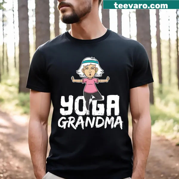 Vintage-style t-shirt featuring a meditating grandmother with cool text