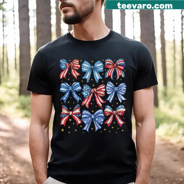 Cute patriotic T-shirt for girls with bow design