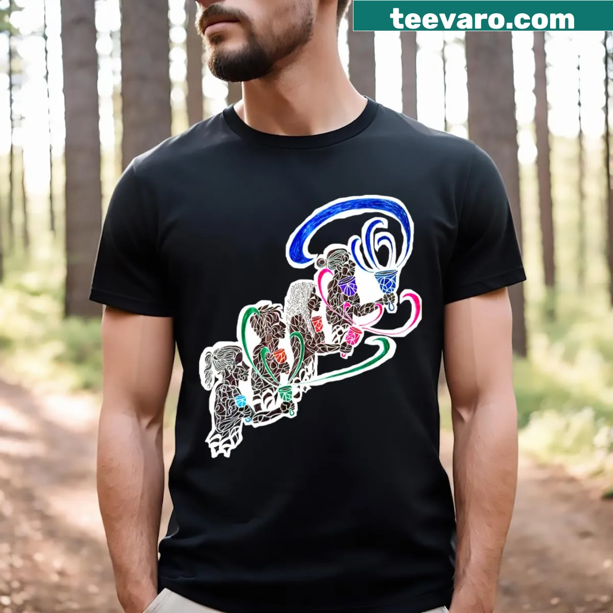 T-shirt featuring cheerful bell ringers design — on a men's t-shirt