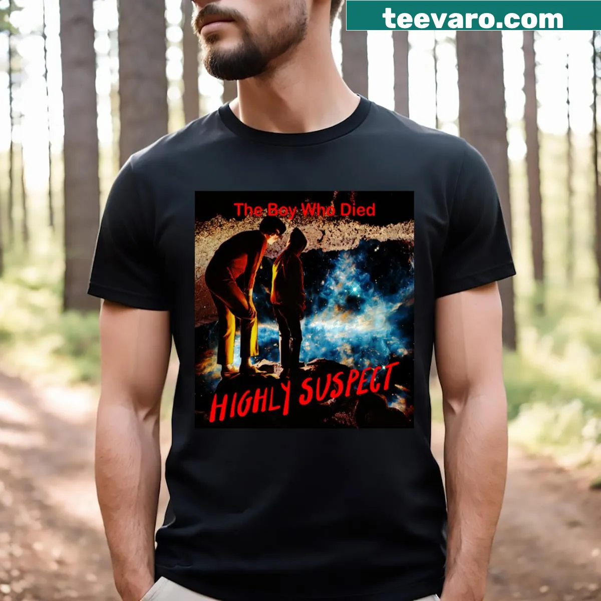 Minimalist T-shirt with art inspired by Highly Suspect — on a men's t-shirt