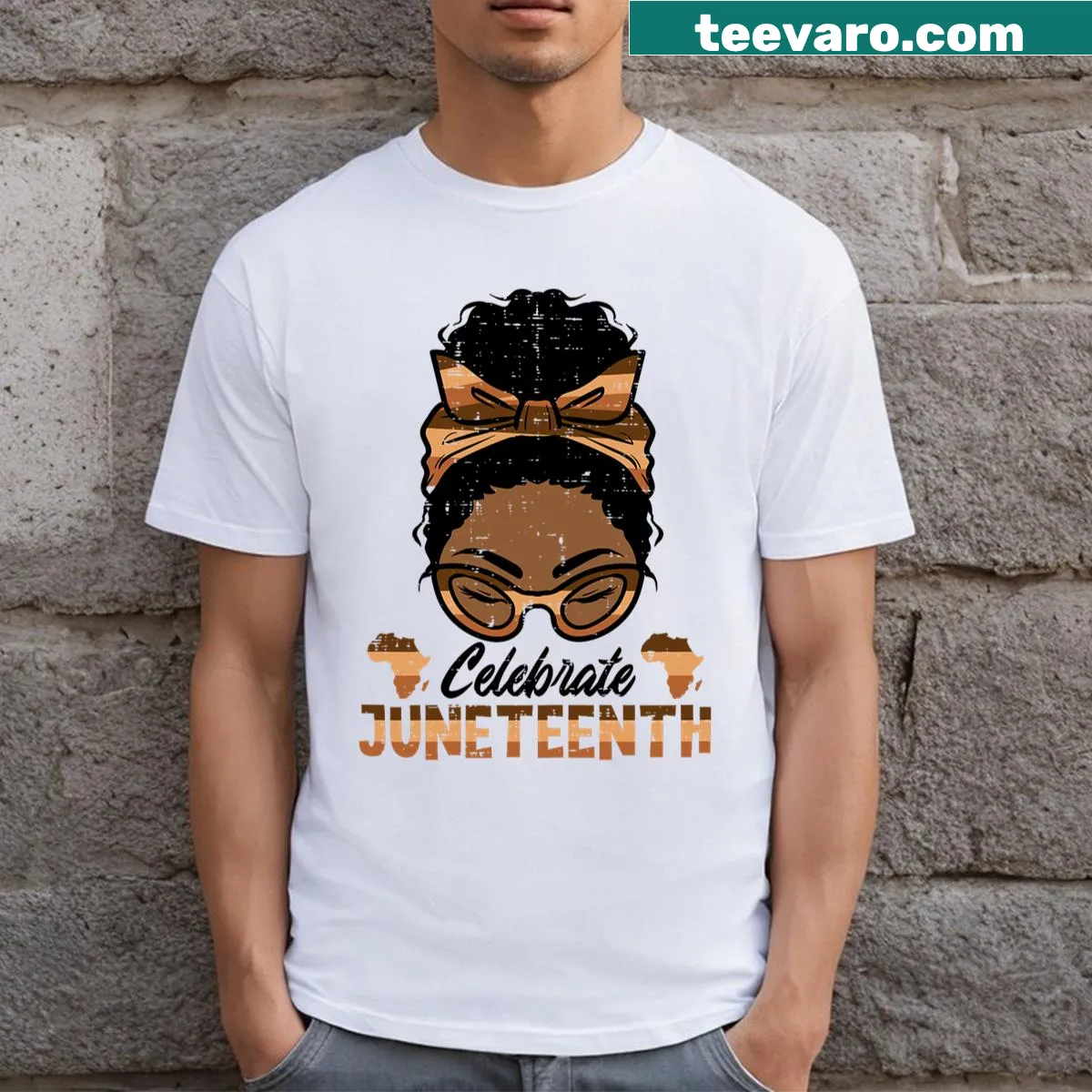Juneteenth T-shirt for girls celebrating Black Woman Freedom Day — on a men's t-shirt