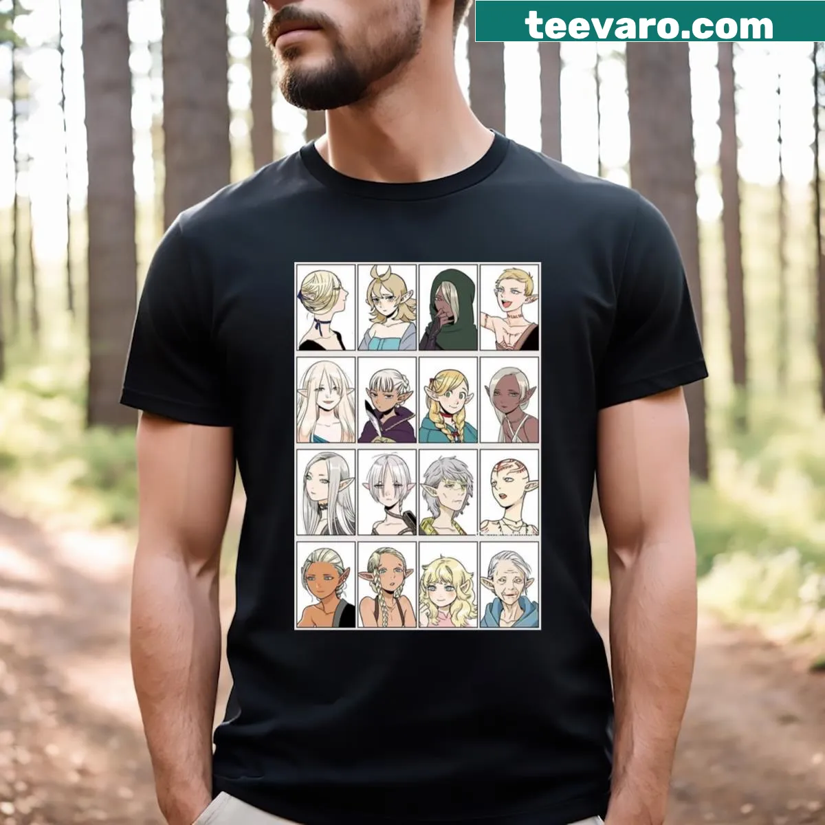 Graphic design featuring culinary adventures from Delicious in Dungeon. — on a men's t-shirt