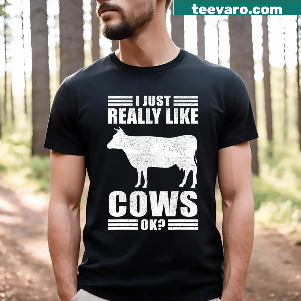 Funny cow design T-shirt for farmers and cow lovers — on a men's t-shirt