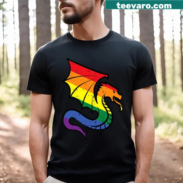 Rainbow dragon design T-shirt for kids promoting pride