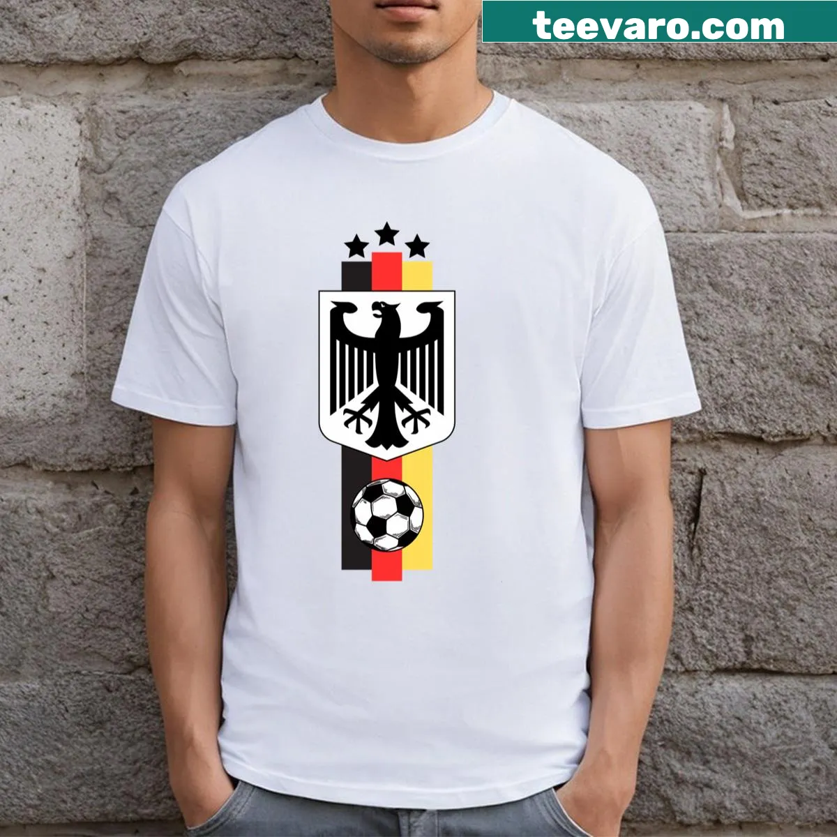 Euro 2024 Germany fan T-shirt featuring national insignia — on a men's t-shirt