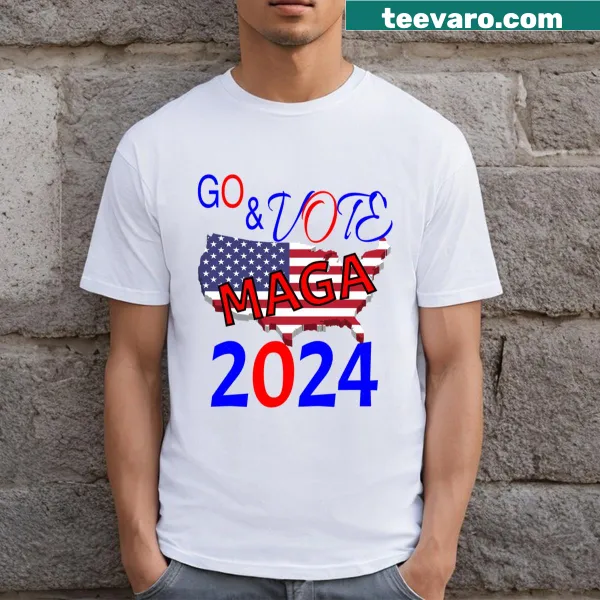 Political T-shirt promoting voting with MAGA 2024 theme