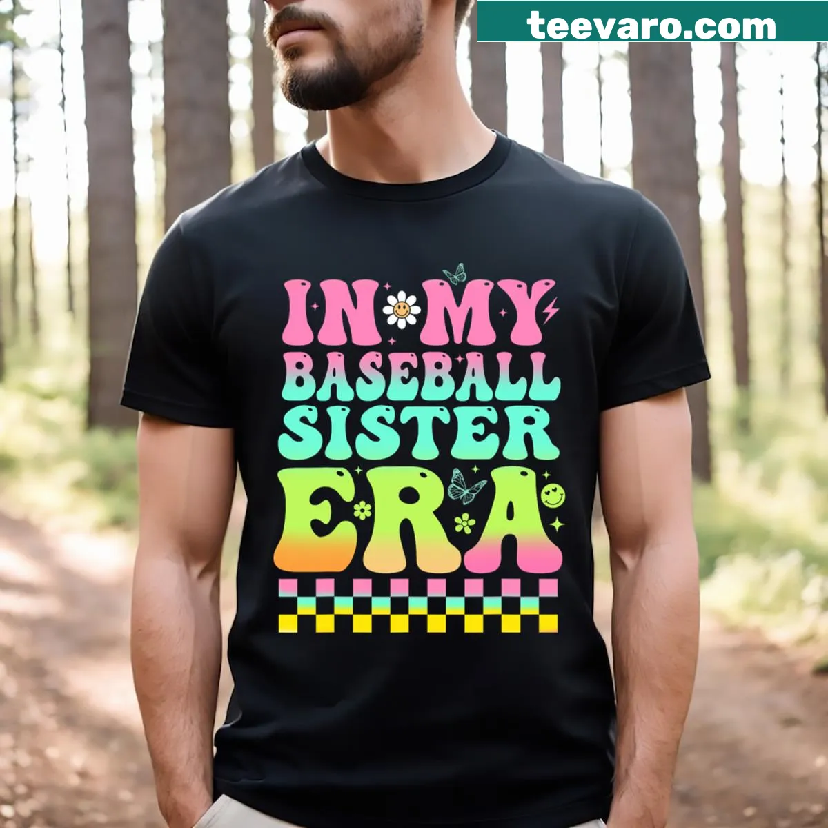 Retro-style T-shirt for girls featuring baseball-themed text — on a men's t-shirt