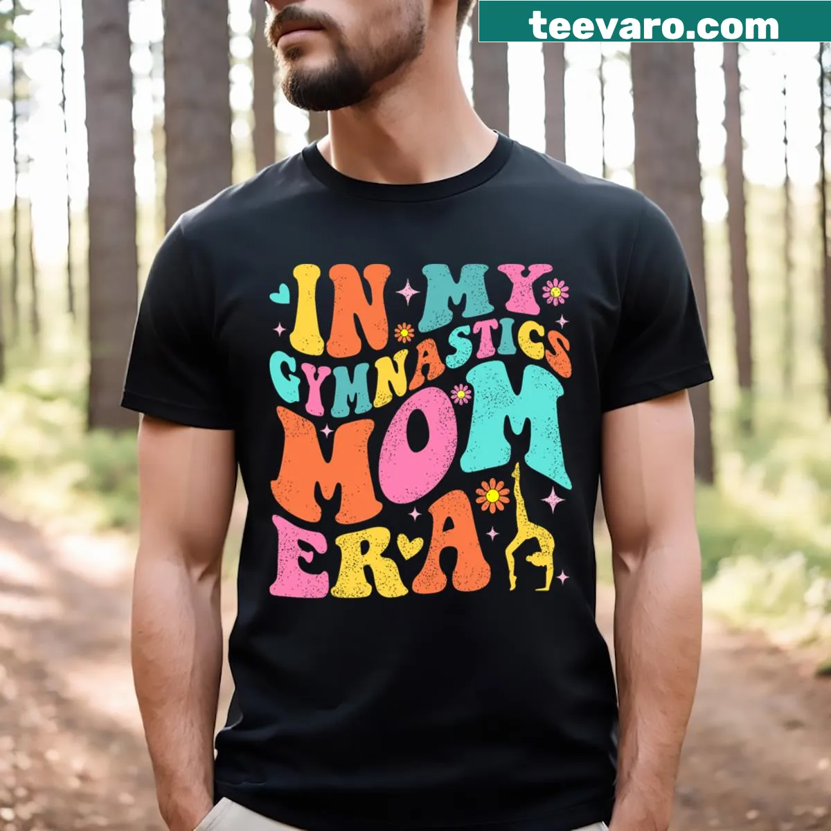 Funny Gymnast Mom t-shirt with humorous text — on a men's t-shirt