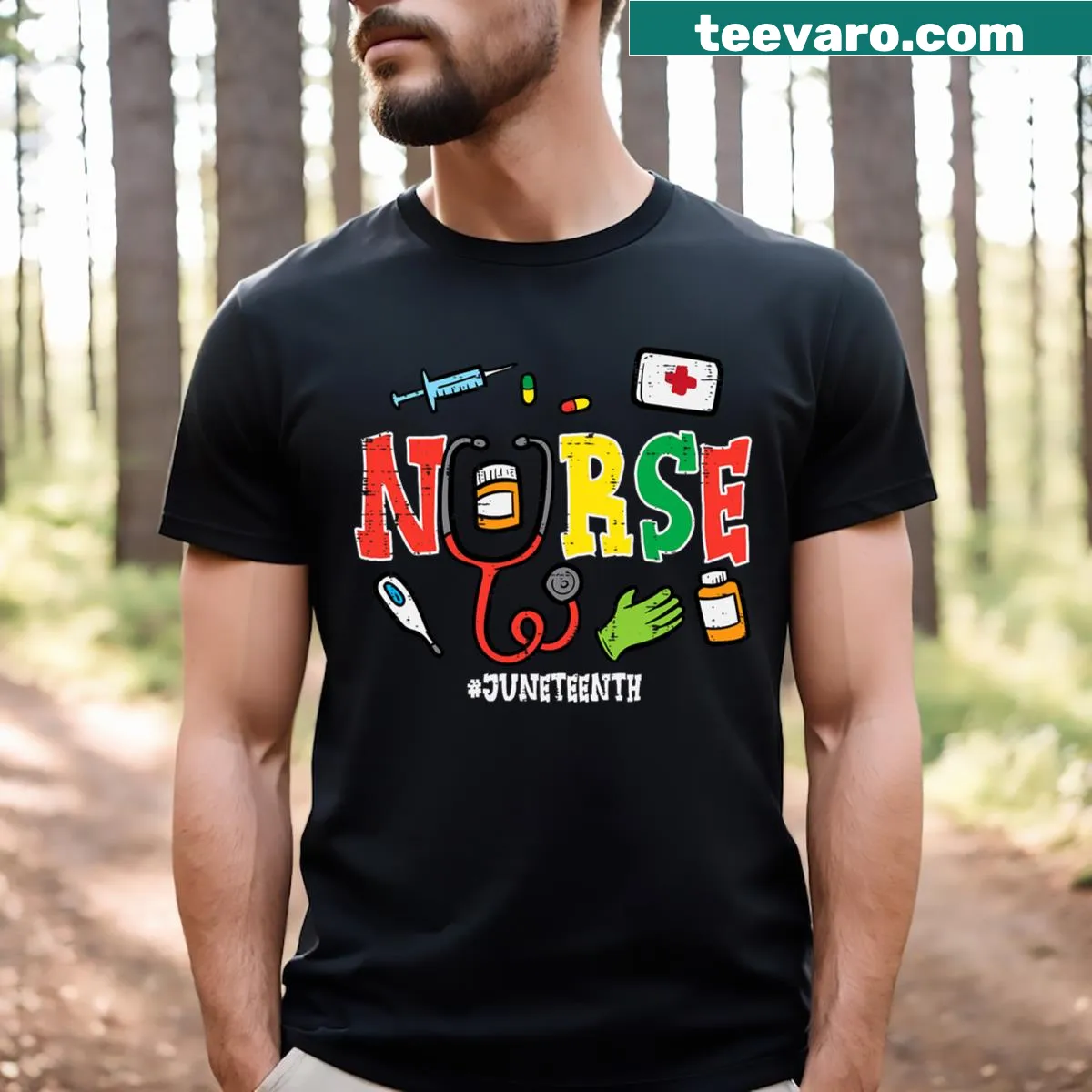 Men's scrub top T-shirt with 'Black Freedom Day 1865' for Juneteenth — on a men's t-shirt