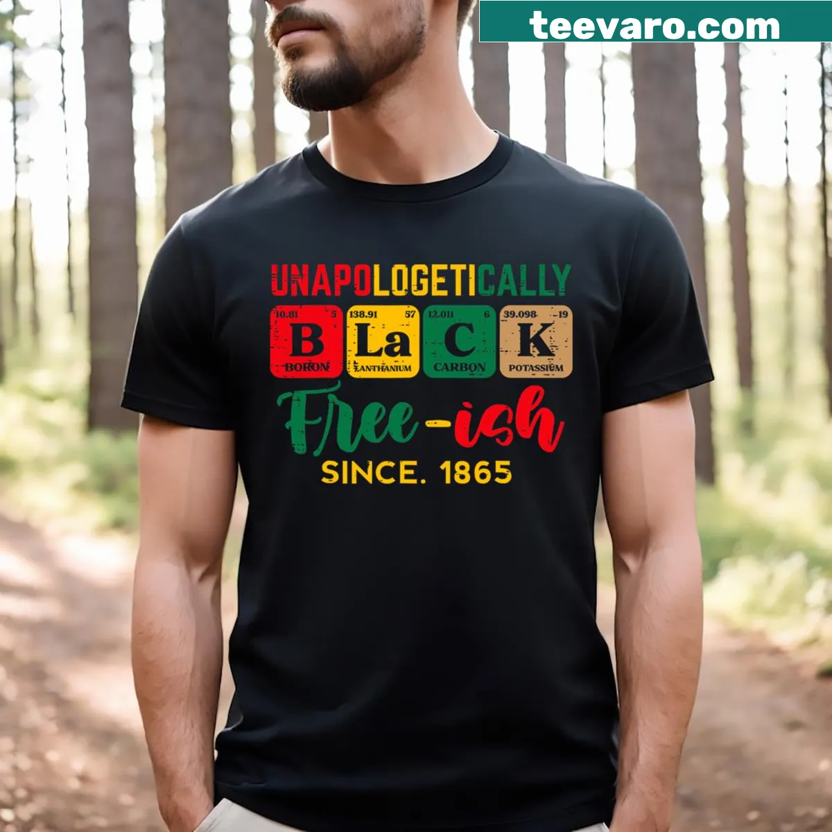 T-shirt with 'Unapologetically Black' text for Juneteenth — on a men's t-shirt