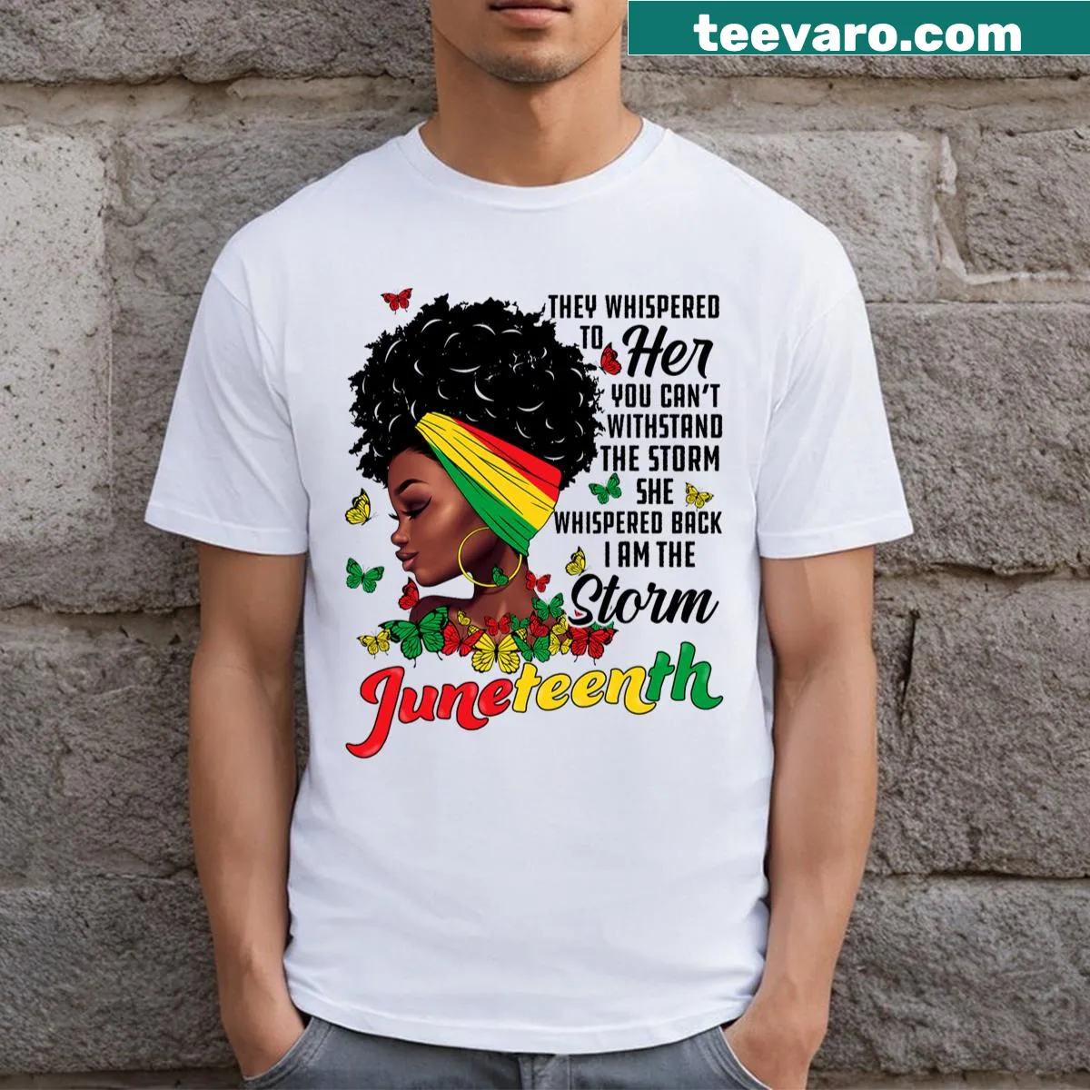 Black History graphic t-shirt for women — on a men's t-shirt