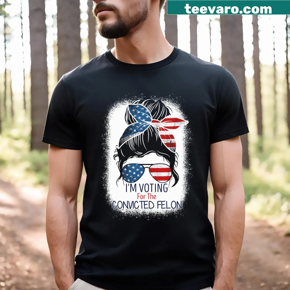 Saying on a t-shirt about voting for a convicted felon — on a men's t-shirt