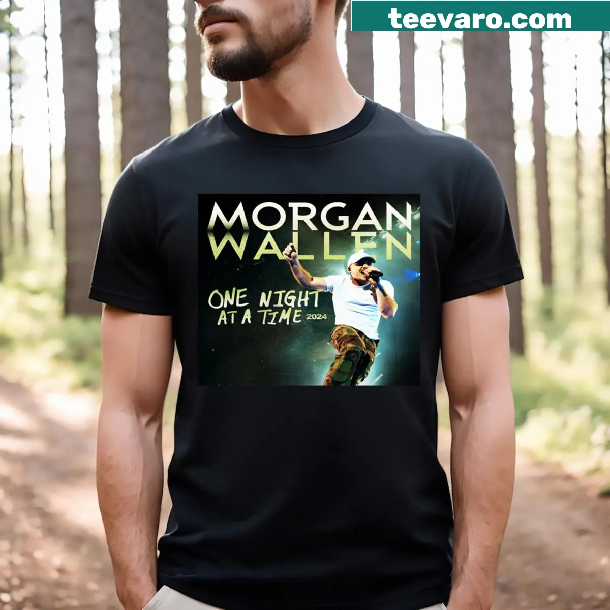Morgan Wallen Band T-shirt with bold typography design — on a men's t-shirt
