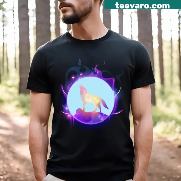 Abstract illustration of a wolf in space on a T-shirt