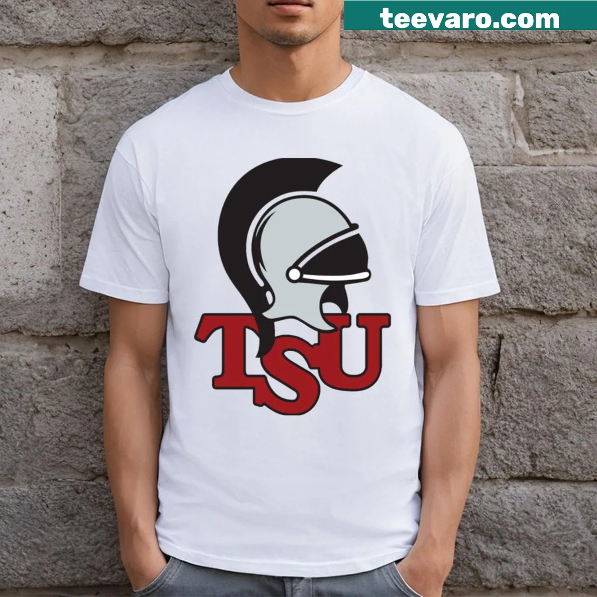 Emblematic T-shirt representing the State of Troy — on a men's t-shirt