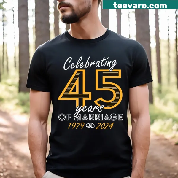 Typographic design celebrating 45 years of marriage on t-shirt