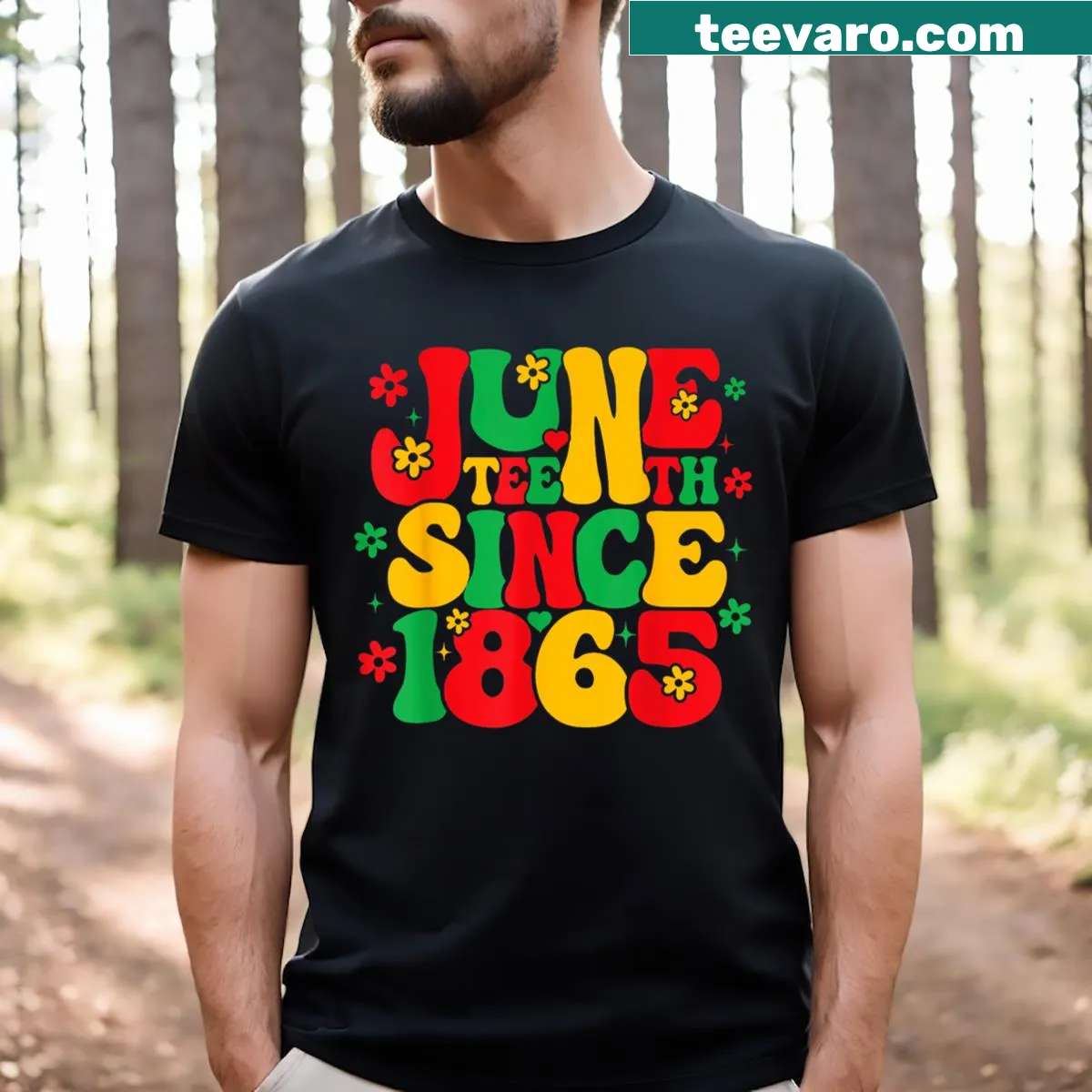 Retro-style t-shirt for girls celebrating Juneteenth since 1865 — on a men's t-shirt