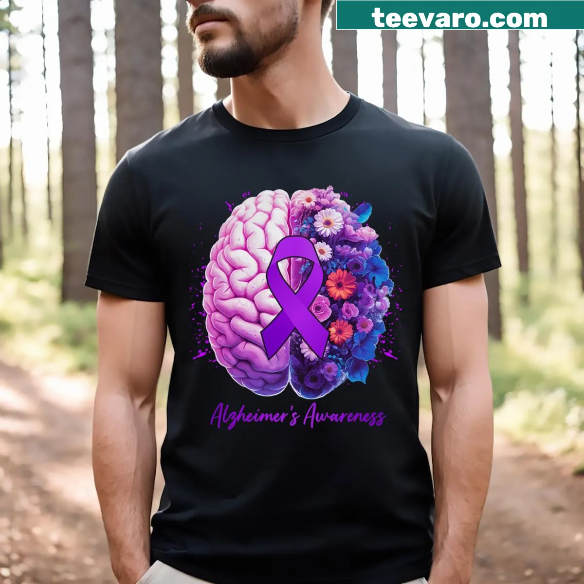 Alzheimers awareness graphic t-shirt with thoughtful message — on a men's t-shirt