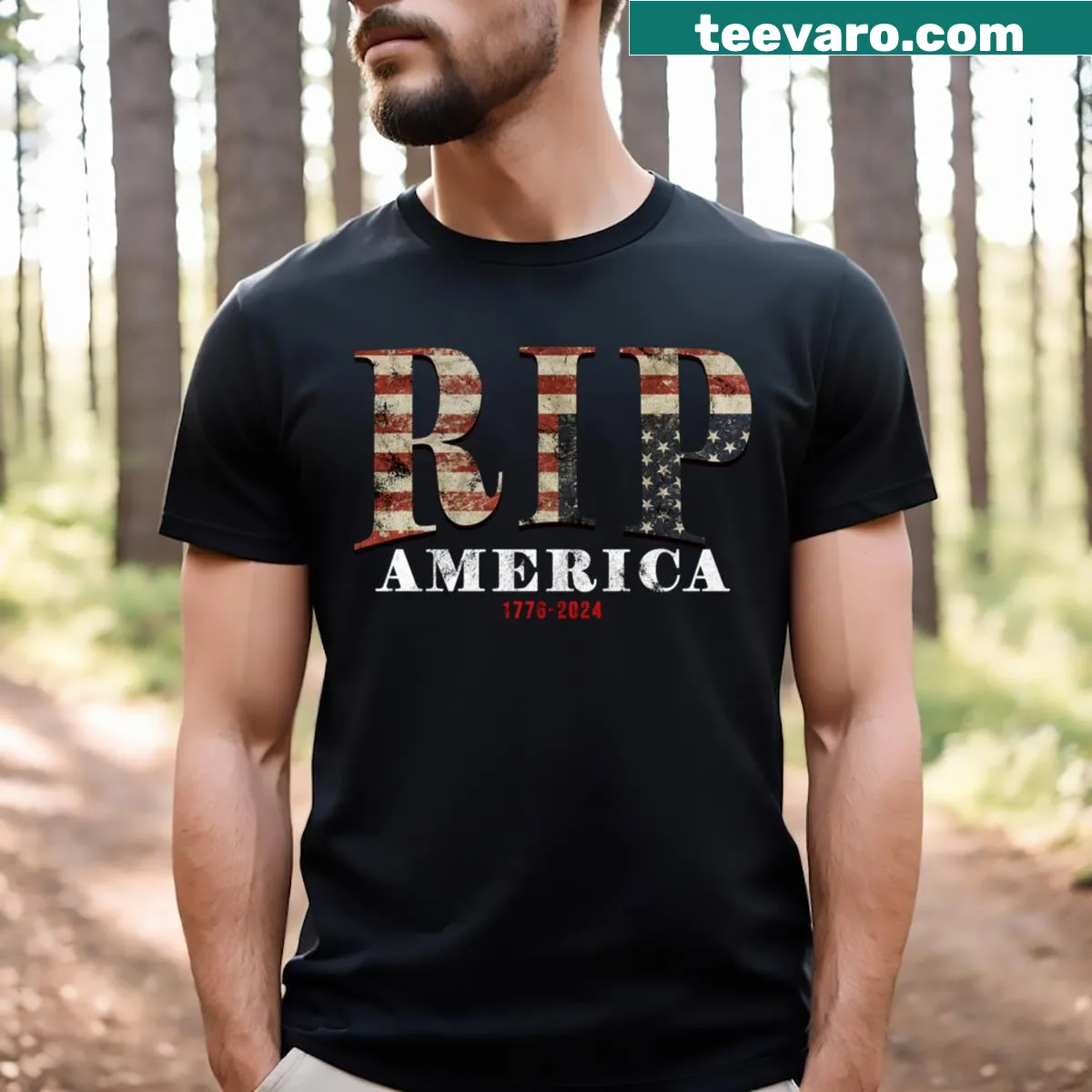 Patriotic design featuring America 2024 on a T-shirt — on a men's t-shirt