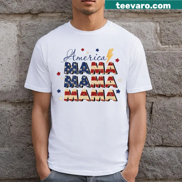 Typographic design featuring 'Mama' with America theme on t-shirt