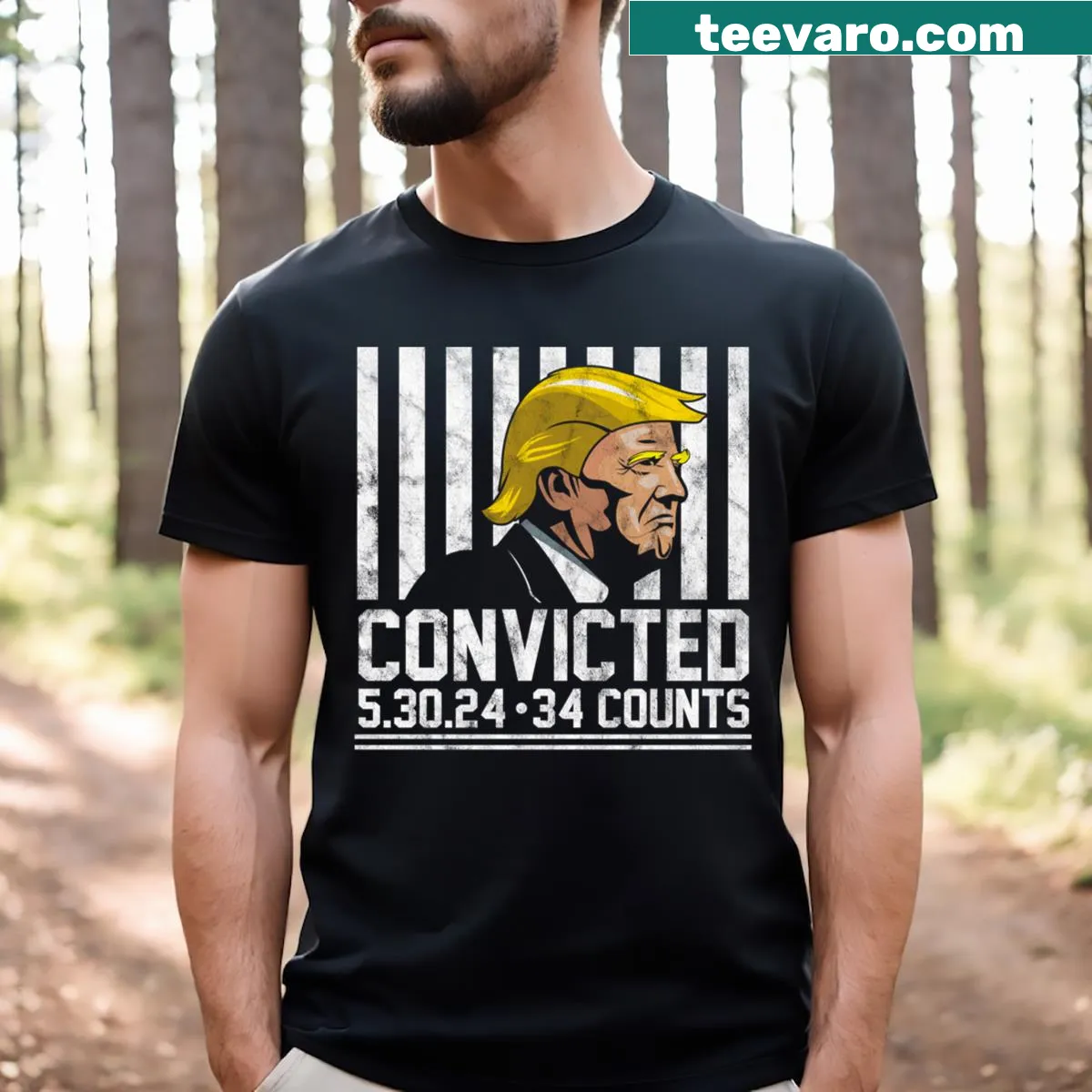 Graphic T-shirt commenting on American political history — on a men's t-shirt