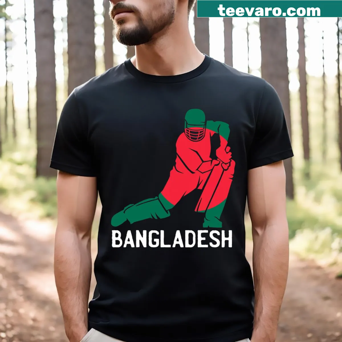Bangladesh flag cricket shirt for fans and players — on a men's t-shirt
